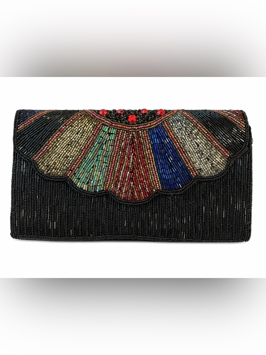 Dadas Handbags - Vintage DADAS Black Multicolor Beaded Evening Clutch Bag